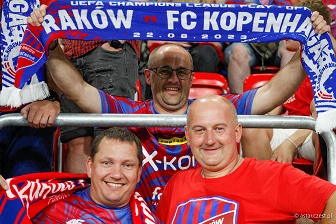 Kibice na meczu eliminacji Ligi Mistrzów: Raków Częstochowa - FC Kopenhaga
